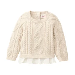 Zopfstrick-Pullover mit Blusendetail natur 86/92