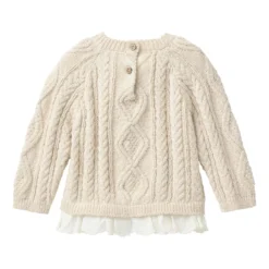 Zopfstrick-Pullover mit Blusendetail natur 86/92